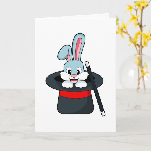 Konijn in Magic met hand en Pet Kaart (Gele Bloem)
