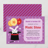 Konijn in magicans pet show verjaardagsfeest kaart (Voorkant / Achterkant)
