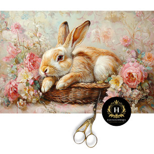  konijn in mandje Floral Elegance Decoupage Tissuepapier