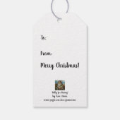 Konijn in mandje met Holly Sprigs Waterverf Art Cadeaulabel (Achterkant)