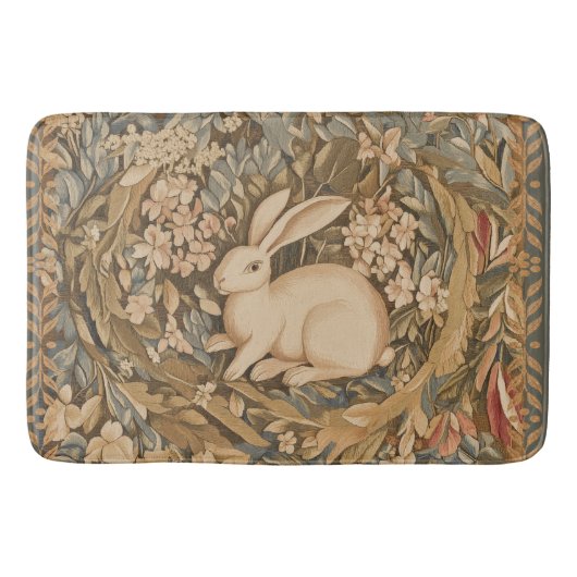 konijn in middeleeuwse tapijtstijl badmat (Voorkant)