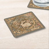  konijn in middeleeuwse tapijtstijl kartonnen onderzetters (Schuin)