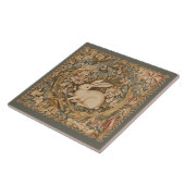 konijn in middeleeuwse tapijtstijl tegeltje (Zijkant)