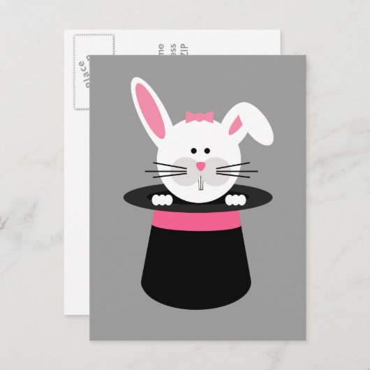 Konijn in Pet Magic Verjaardag Party Briefkaart Ui (Voorkant / Achterkant)