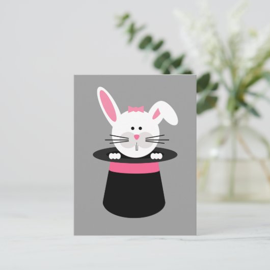 Konijn in Pet Magic Verjaardag Party Briefkaart Ui (Staand voorkant)