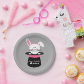 Konijn in Pet Magistrische verjaardag - Roze Papieren Bordje (Feest)