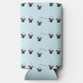 Konijn in pet patroonblauw seltzer blikjeskoeler (Achterkant)