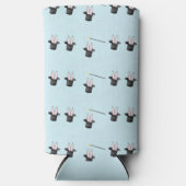 Konijn in pet patroonblauw seltzer blikjeskoeler (Voorkant)