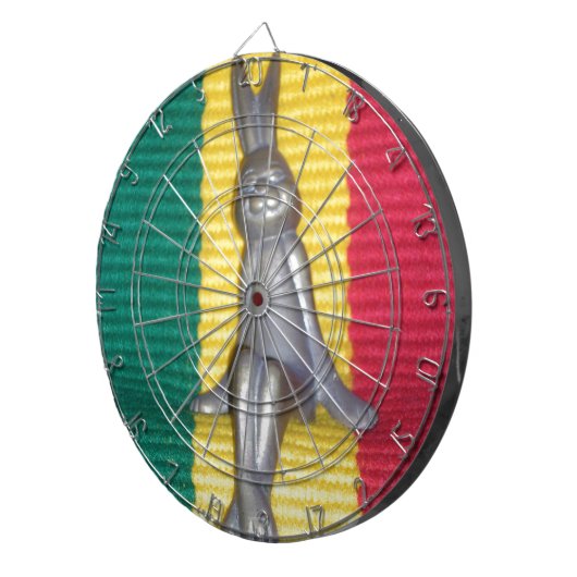 Konijn in Rasta kleuren: een vleugje Groovy Dartbord (Voorkant Rechts)