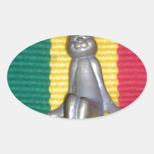 Konijn in Rasta kleuren: een vleugje Groovy Ovale Sticker (Voorkant)