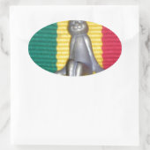 Konijn in Rasta kleuren: een vleugje Groovy Ovale Sticker (Tas)