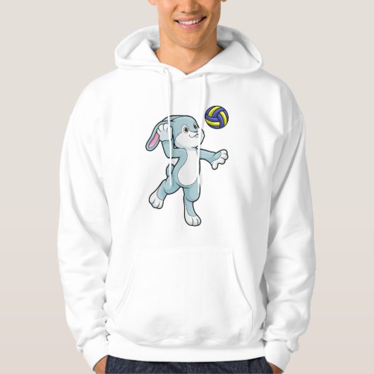 Konijn in sport met volleybal hoodie (Voorkant)