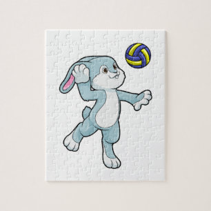 Konijn in sport met volleybal legpuzzel