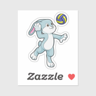 Konijn in sport met volleybal sticker