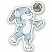 Konijn in sport met volleybal sticker (Voorkant)