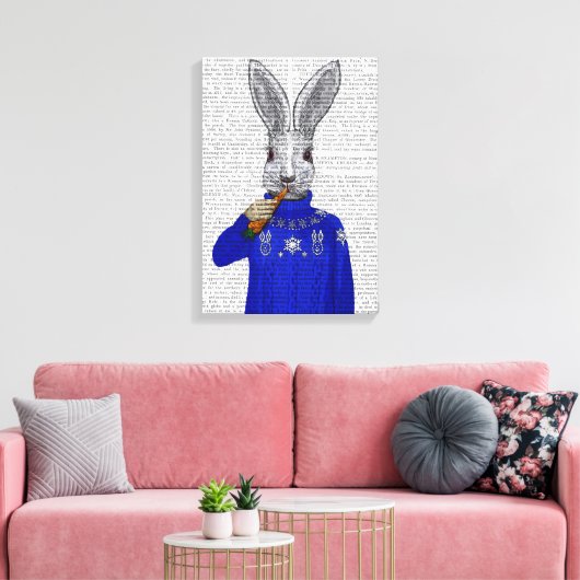 Konijn in Sweater Canvas Afdruk (Insitu (Woonkamer))