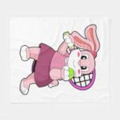 Konijn in Tennis met Tennis racket Fleece Deken (Voorkant (Horizontaal))