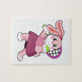 Konijn in Tennis met Tennis racket Legpuzzel (Horizontaal)