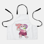 Konijn in Tennis met Tennis racket Schort (Voorkant)