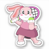 Konijn in Tennis met Tennis racket Sticker (Voorkant)