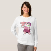 Konijn in Tennis met Tennis racket T-shirt (Voorkant volledig)