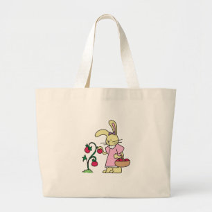 Konijn in Tomato Garden Grote Tote Bag