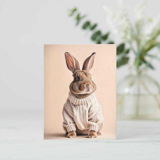 Konijn in trui, Postcrossing Briefkaart (Staand voorkant)