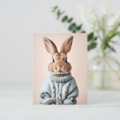 Konijn in trui, Postcrossing Briefkaart (Staand voorkant)