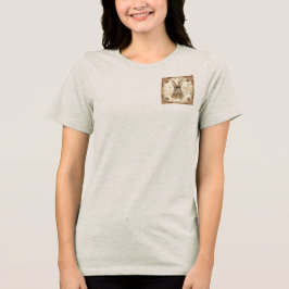 Konijn in vintage stijl, Konijn met bloemenpatroon Tri-Blend Shirt