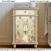 Konijn in weide met wilde bloemen EE3L decoupage Tissuepapier