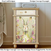 Konijn in weide met wilde bloemen EE3R decoupage Tissuepapier