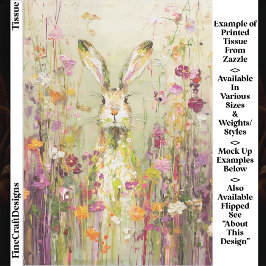Konijn in weide met wilde bloemen EE3R decoupage Tissuepapier