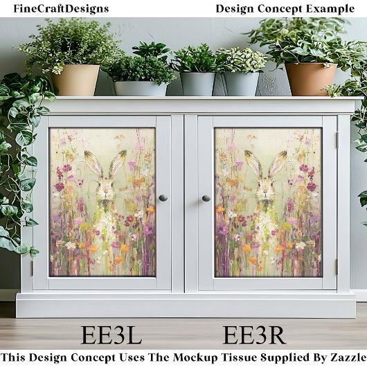 Konijn in weide van wilde bloemen EE3R Decoupage Tissuepapier