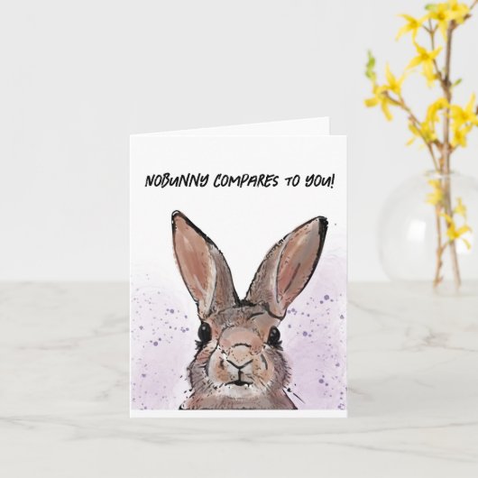 Konijn kaart zonder tekst (Gele Bloem)