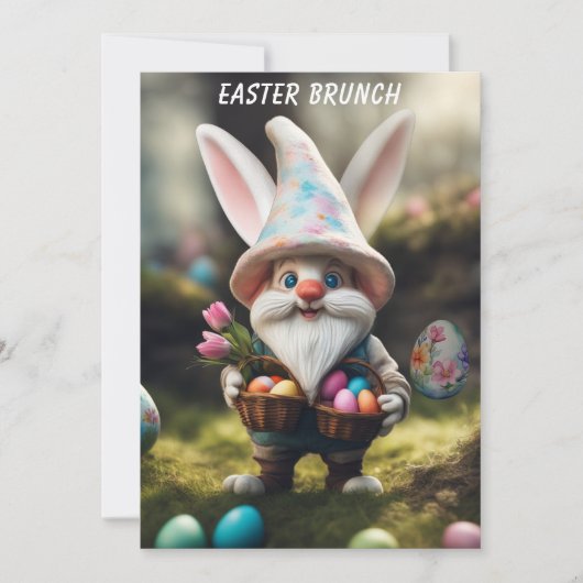 Konijn Kabouter Eiermand Paasbrunch Kaart (Voorkant)