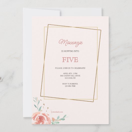 Konijn kader foto uitnodiging (Achterkant)