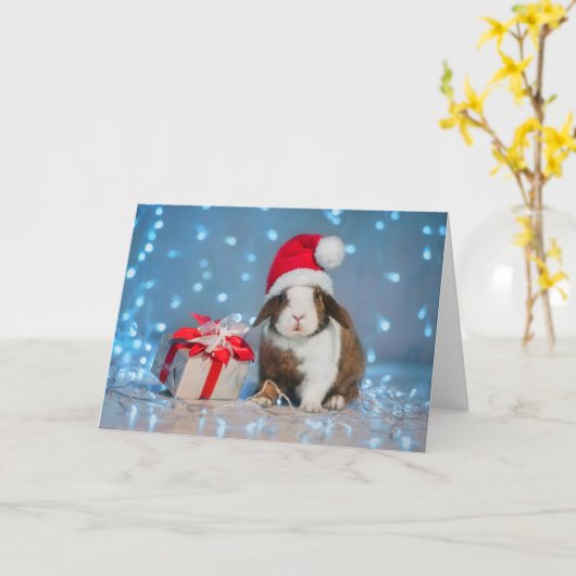 Konijn - Kerst Kaart (Gele Bloem)