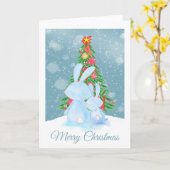 Konijn Kerstkonijnen die naar boom kijken in de sn Kaart (Gele Bloem)