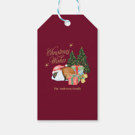 konijn kerstman met kerstboom cadeaulabel