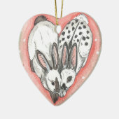 Konijn Kerstmis Valentijn Ornament Memorial Roze (Links)