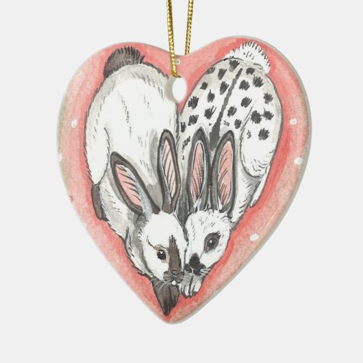 Konijn Kerstmis Valentijn Ornament Memorial Roze (Links)