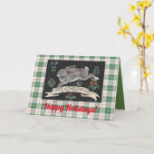 Konijn Kerstvakantie Groen Plaid Hare Groen Kaart (Gele Bloem)