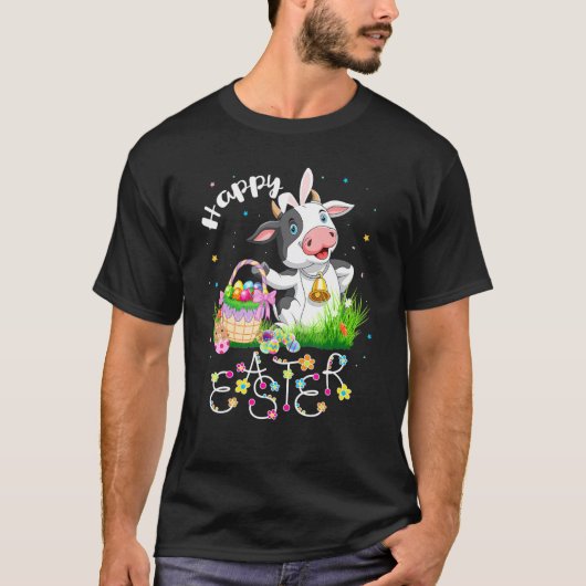 Konijn Koe Eieren Mand Pasen Boer T-shirt (Voorkant)