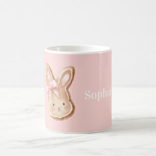 Konijn Koekje Gezicht Roze Strik Koffiemok