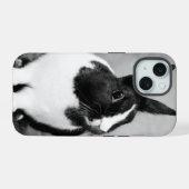 Konijn konijn foto zwart-wit  iPhone 15 case (Achterkant horizontaal)