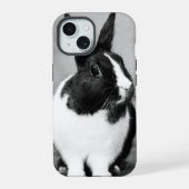 Konijn konijn foto zwart-wit iPhone 15 case (Achterkant)