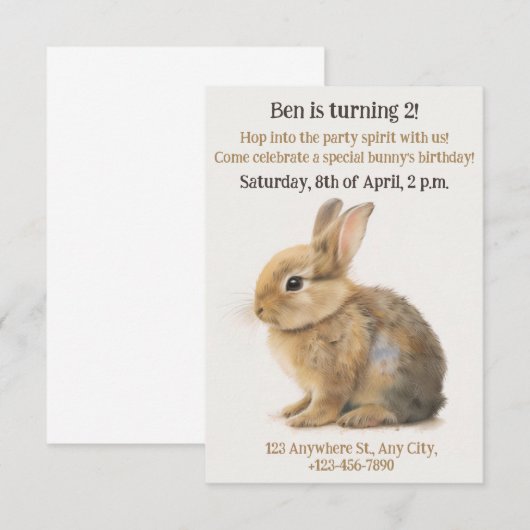 Konijn, konijn, kinderdagverblijf kaart (Voorkant / Achterkant)