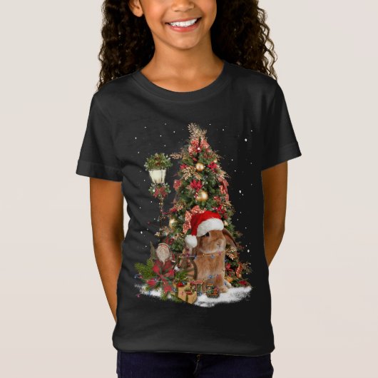 Konijn konijn konijn kerstboom verlichting dwerg l t-shirt (Voorkant)