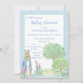 Konijn Konijntje Groenelementen Blauwe Baby Shower Kaart (Voorkant)