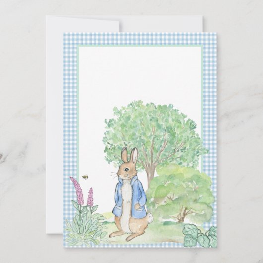 Konijn Konijntje Groenelementen Blauwe Baby Shower Kaart (Achterkant)